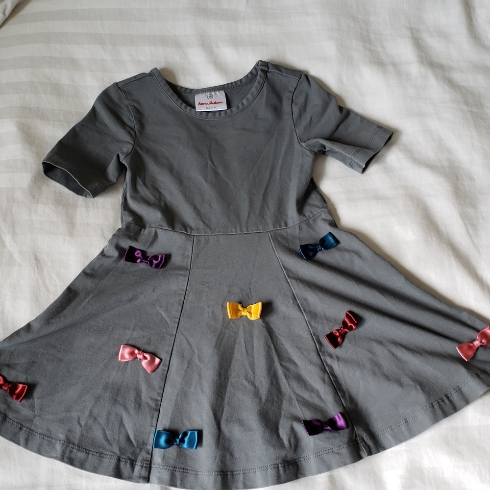 Hanna Anderson grey bow dress (90)